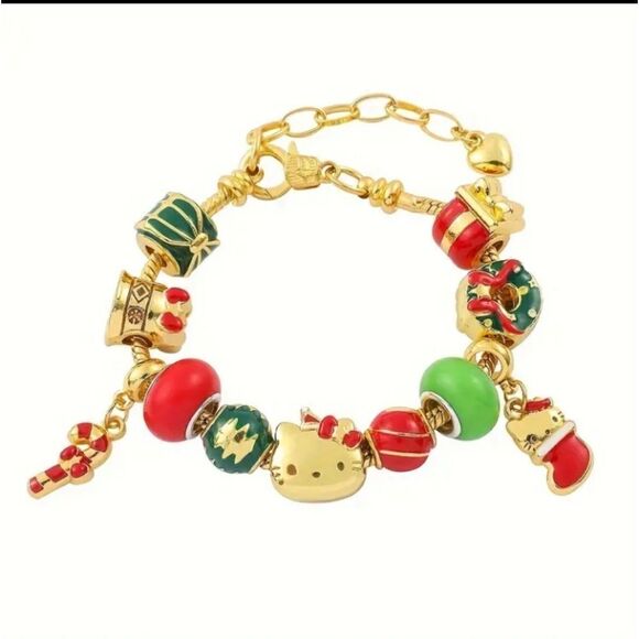 Hello Kitty Gold Plated Christmas Charm Bracelet NEW - Picture 4 of 4